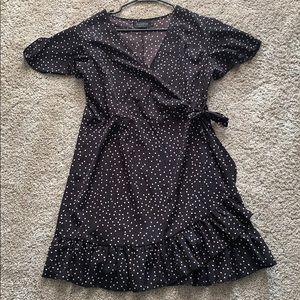 Black Polka dot Wrap Dress